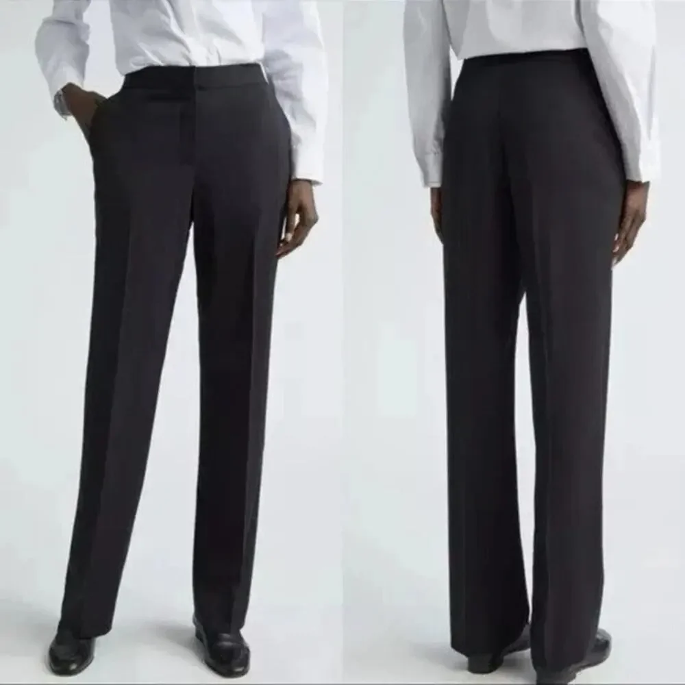 Lafayette 148 New York Black‎ Irving Trouser Pants Size 14 Wool Blend Minimalist